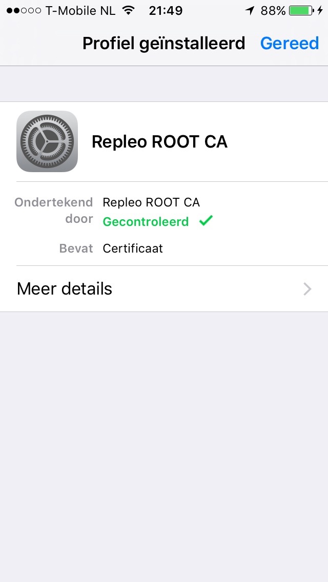 IOS certificate installed